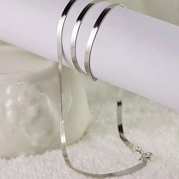 “20” 925 STERLING SILVER SNAKE FLATE NECKLACE, NICE NECKLACE, CUTE NECKLACE - Picture 4 of 7